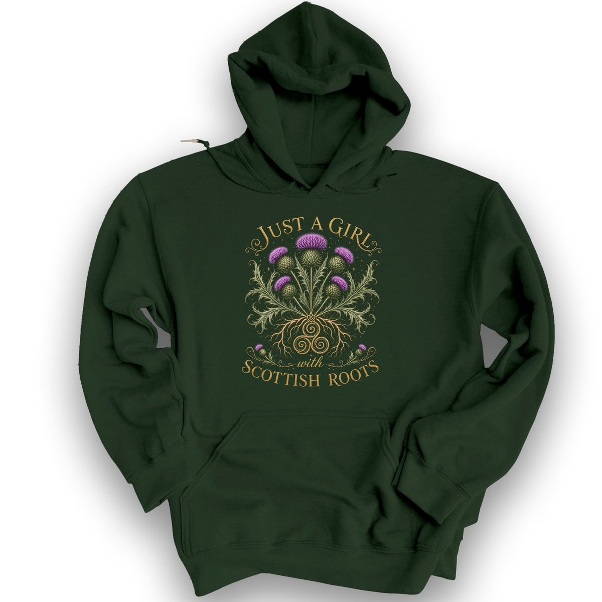 Scottish Roots Girl Hoodie - Forest Green