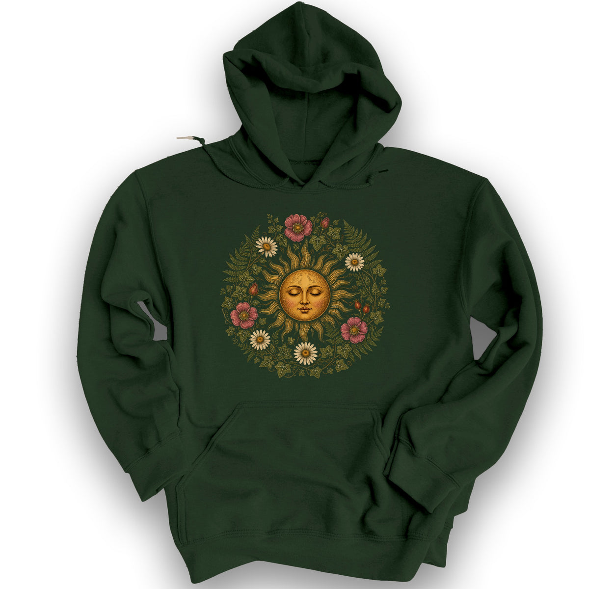 Celestial Bloom Hoodie - Forest Green