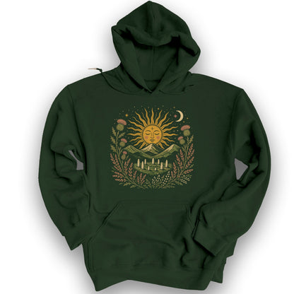 Celestial Standing Stones Hoodie - Forest Green