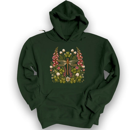 Shamrock Dragonfly Hoodie - Forest Green