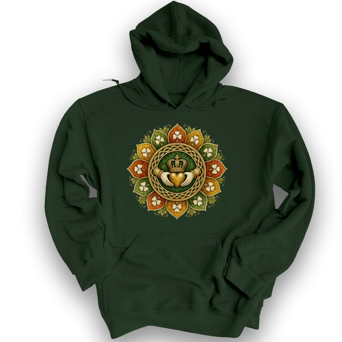Claddagh Fall Mandala Hoodie - Forest Green