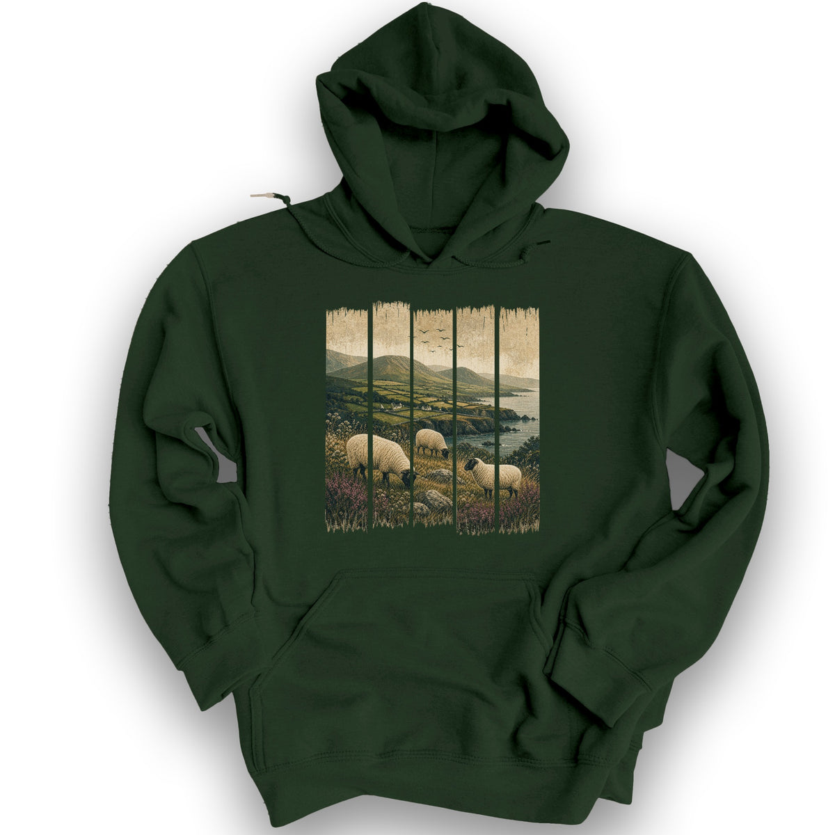 Ireland Sheep Panels Hoodie - Forest Green