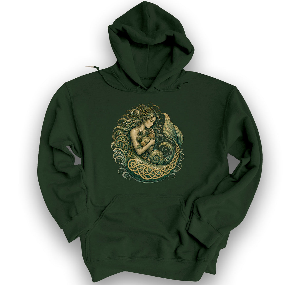 Celtic Mermaid Hoodie - Forest Green