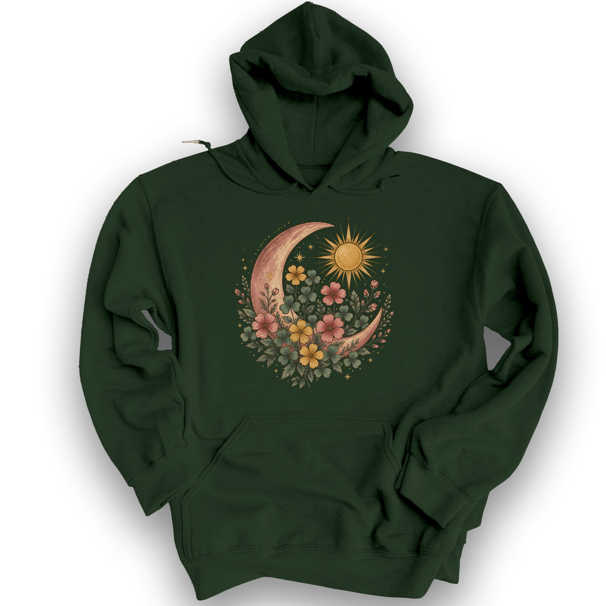 Shamrock Crescent Moon Hoodie - Forest Green
