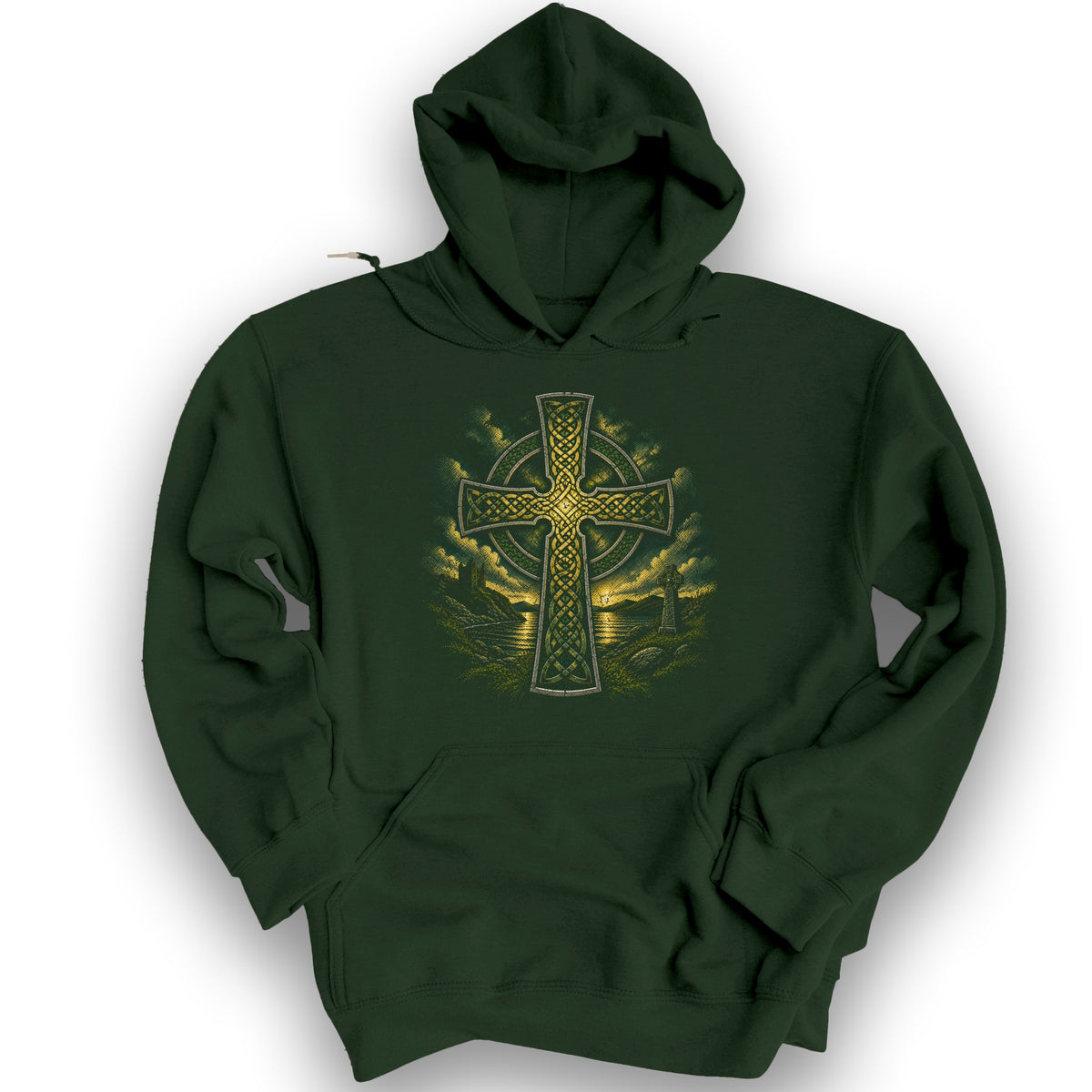 Celtic Cross Hoodie - Forest Green