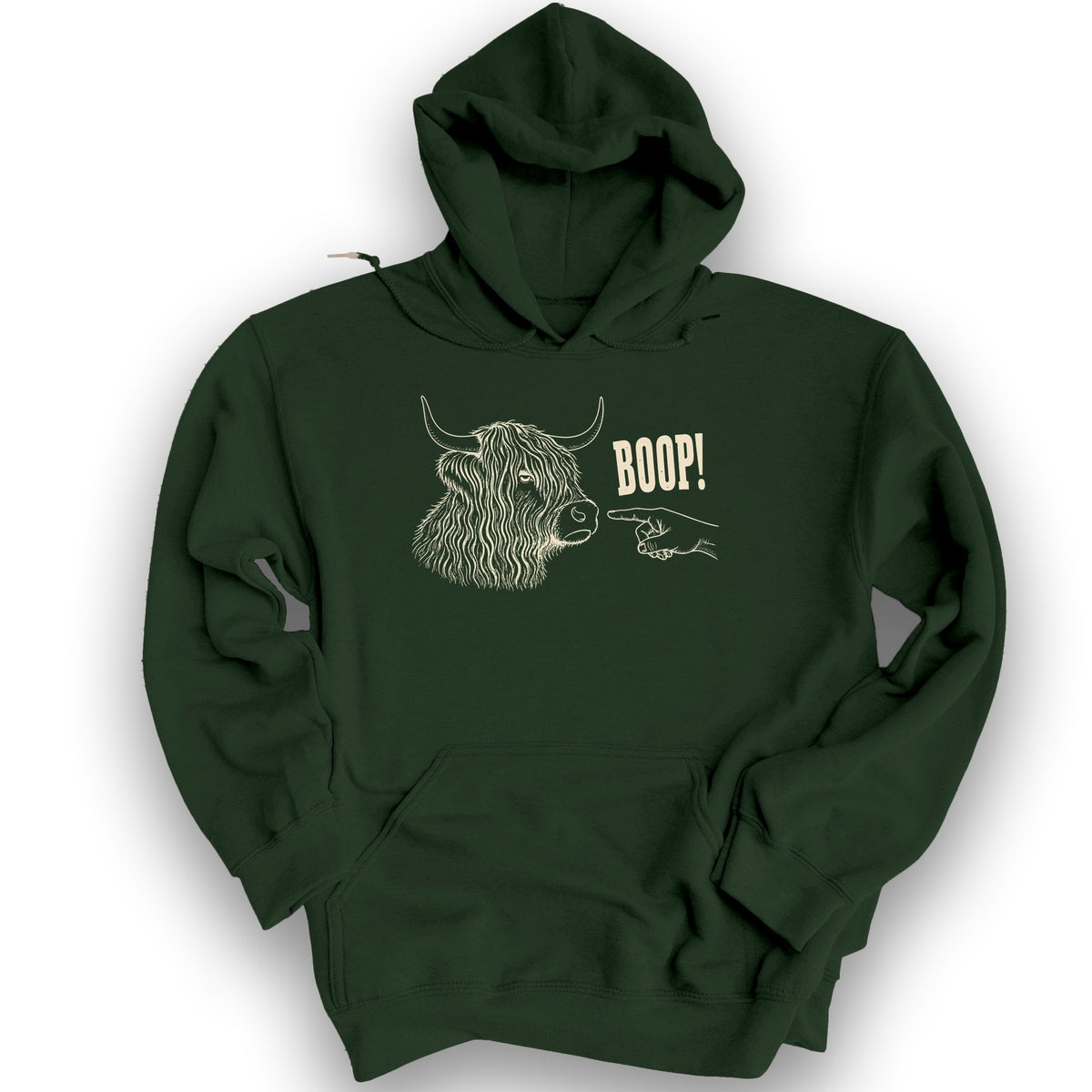 Boop Highland Coo Hoodie - Forest Green