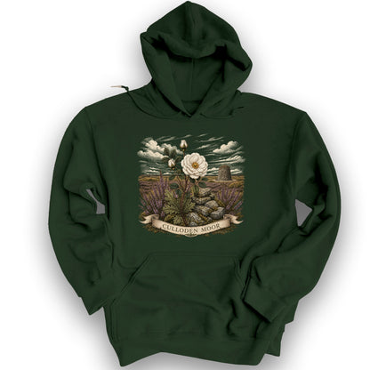 Culloden White Rose Hoodie - Forest Green