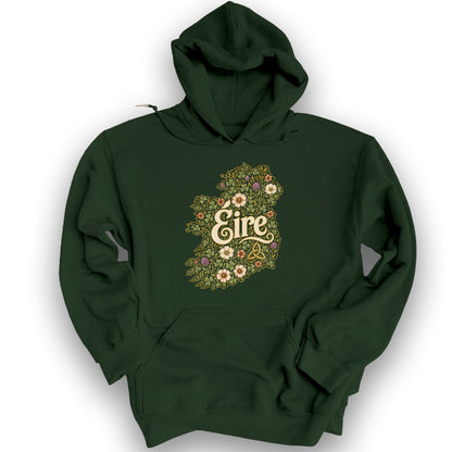 Éire Floral Map Hoodie - Forest Green
