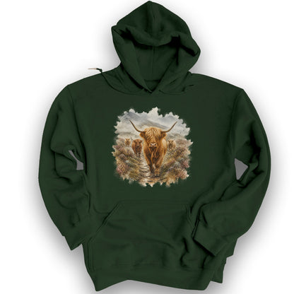 Watercolor Coos Hoodie - Forest Green