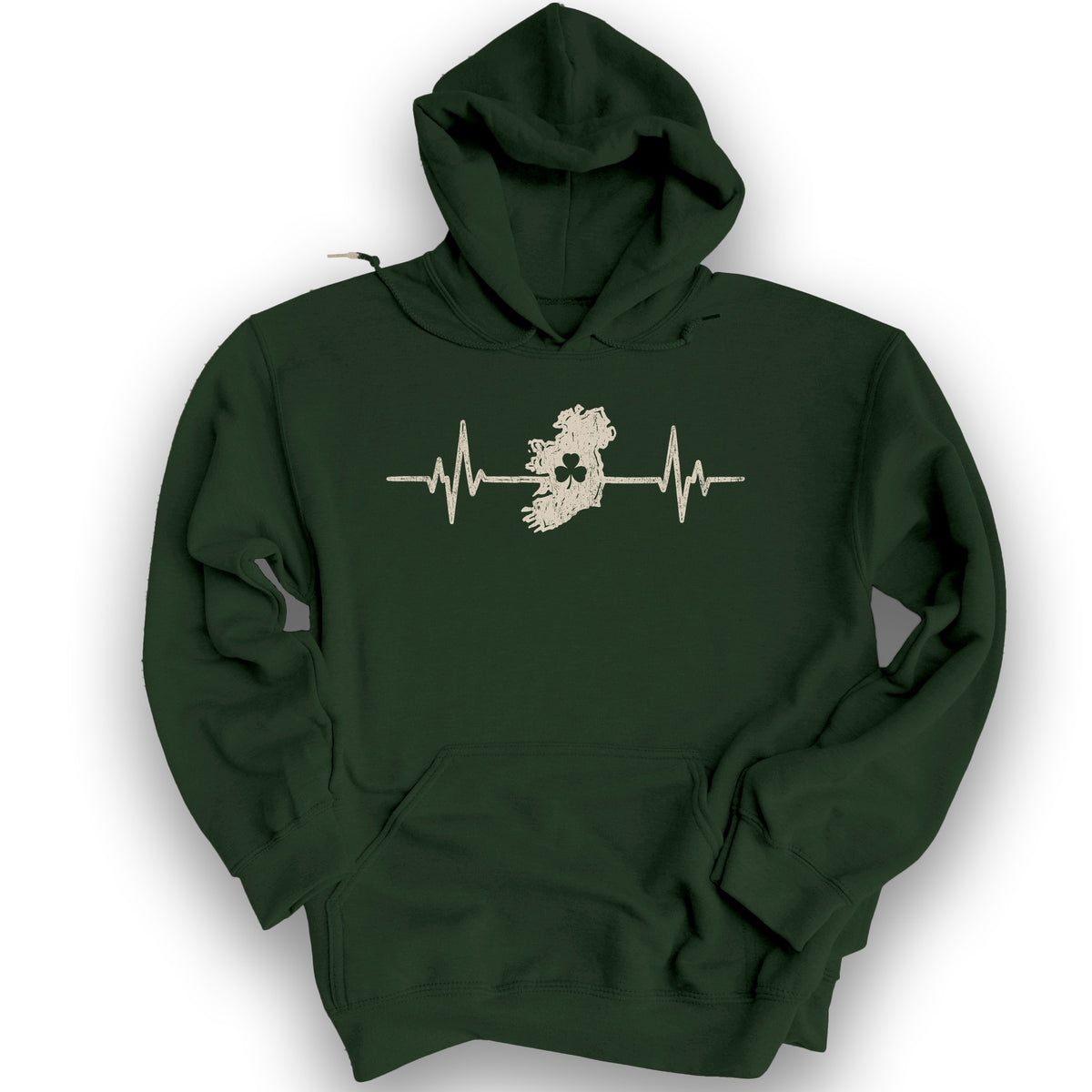 Ireland Heartbeat Hoodie - Forest Green