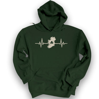 Ireland Heartbeat Hoodie - Forest Green