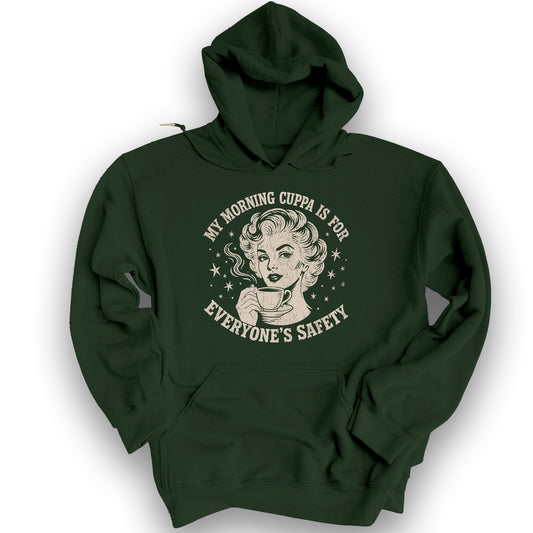 Morning Cuppa Safety Hoodie - Forest Green