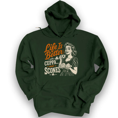 Cuppa Scones Hoodie - Forest Green