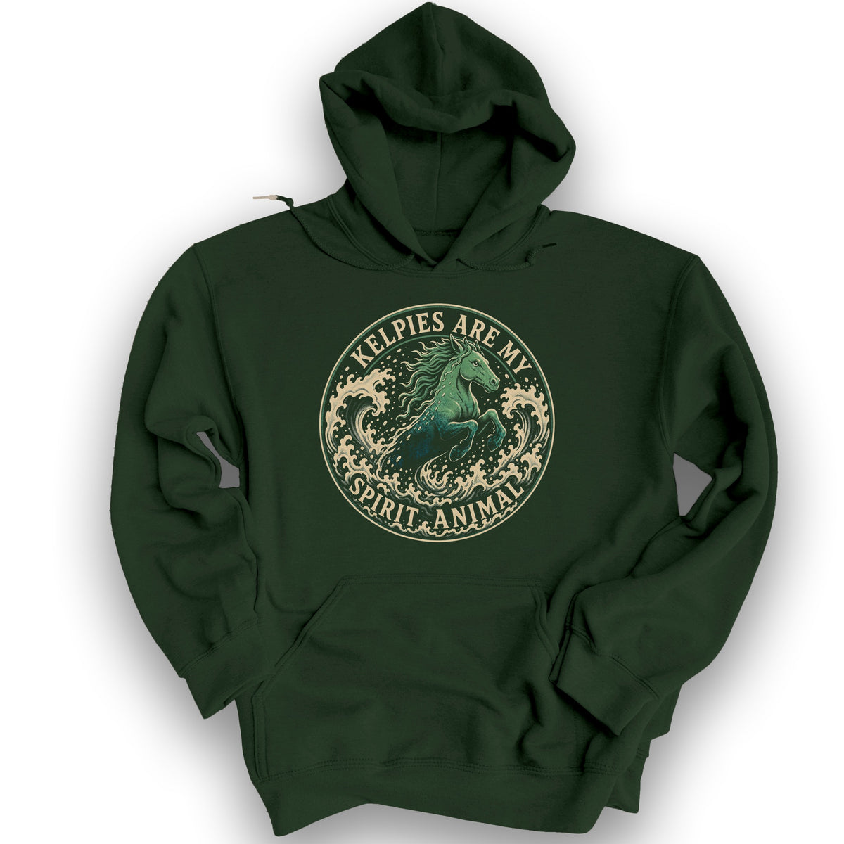 Kelpie Badge Hoodie - Forest Green