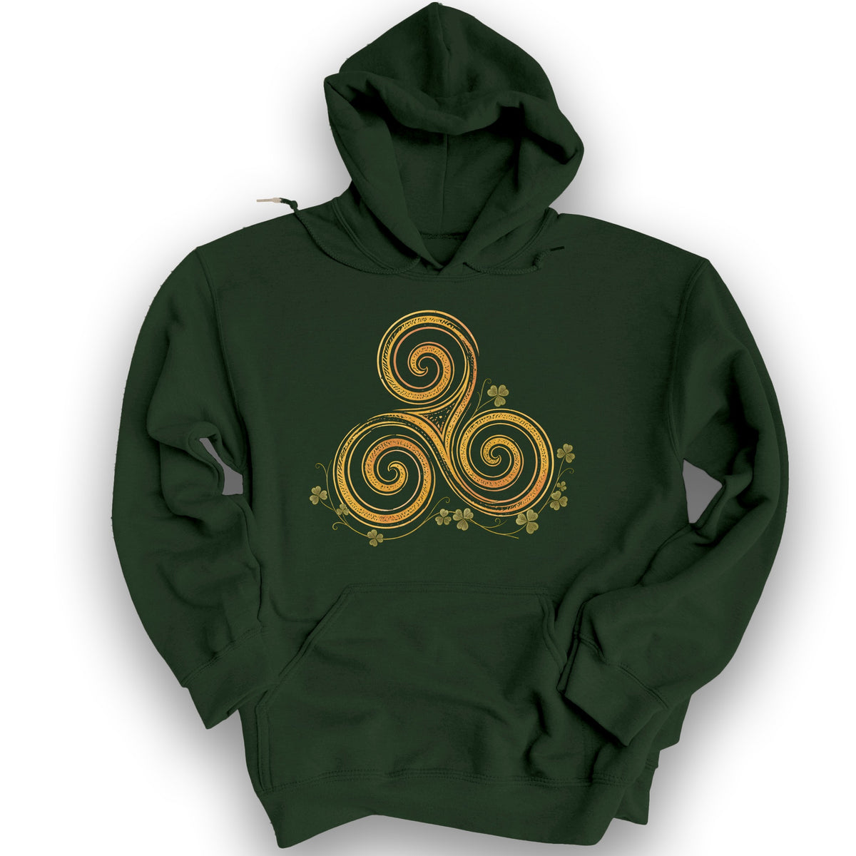 Irish Golden Triskele Hoodie - Forest Green