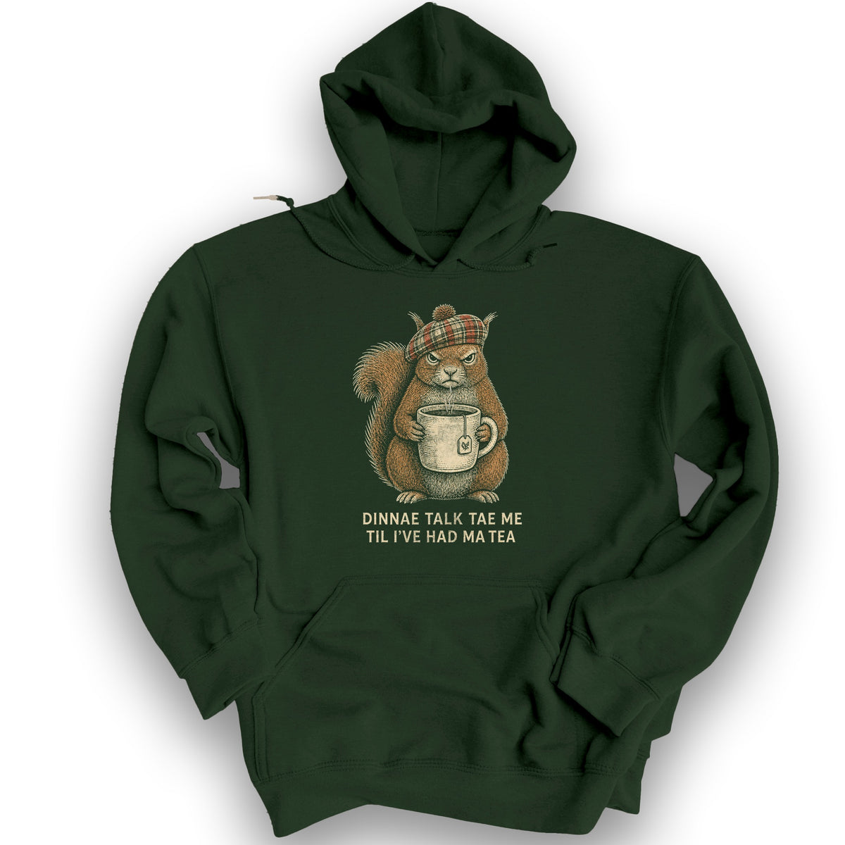 Dinnae Talk Squirrel Hoodie - Forest Green