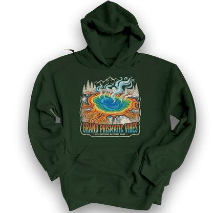 Grand Prismatic Vibes Hoodie - Forest Green