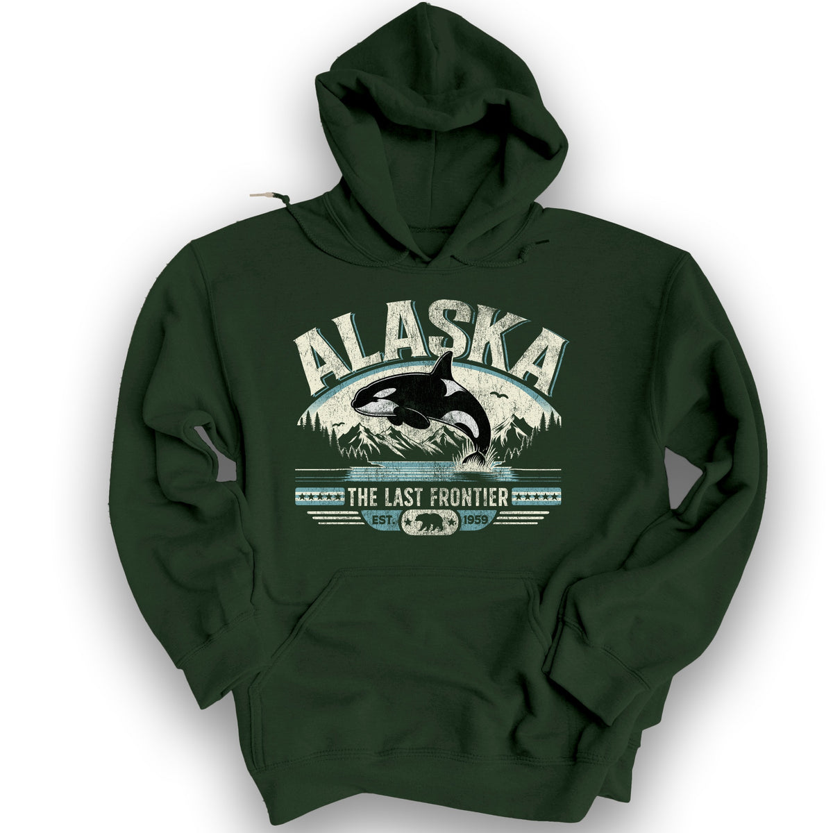 Alaska The Last Frontier "Orca" Hoodie - Forest Green