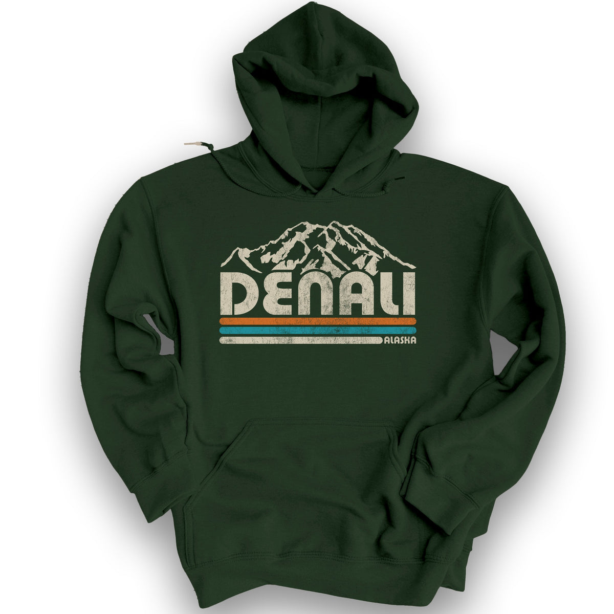 Denali Retro Stripe Hoodie - Forest Green