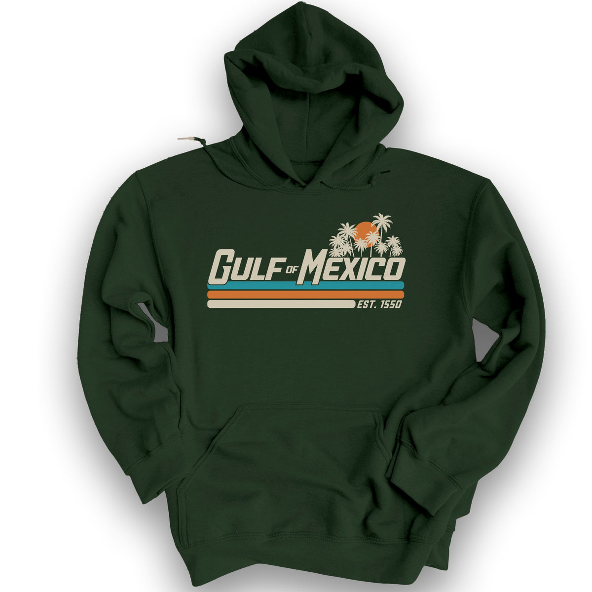 Gulf of Mexico Retro Stripe Hoodie - Forest Green