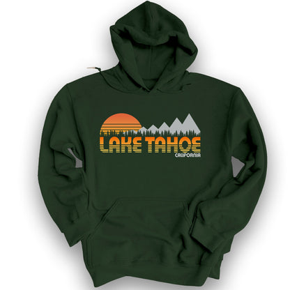 Lake Tahoe Retro 80's Hoodie - Forest Green