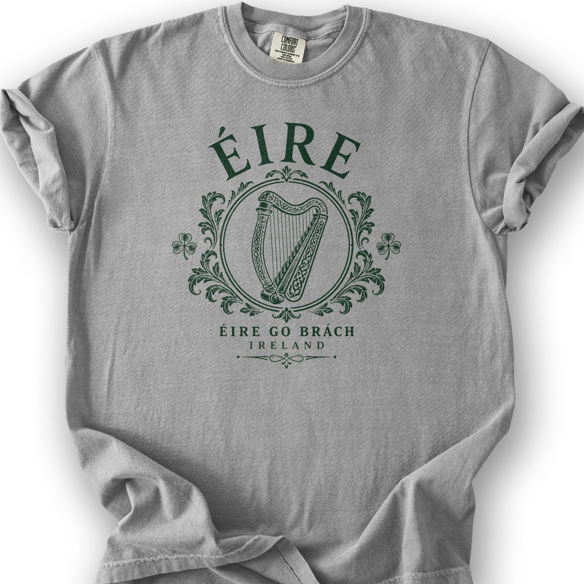 Éire Harp Laurels T-Shirt - Granite