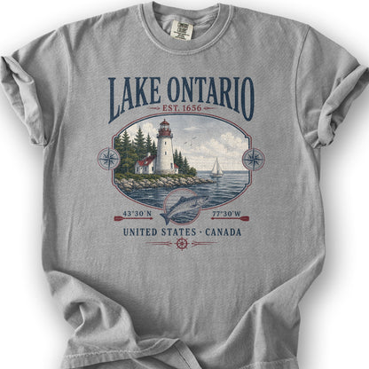 Bargain Bin Overstock! Lake Ontario Retro 90's T-Shirt - Granite