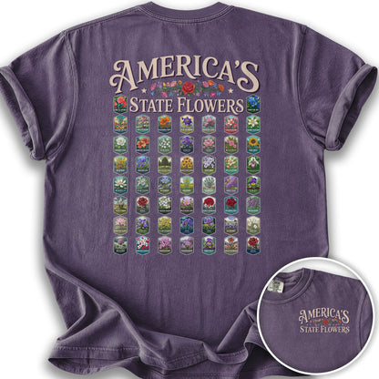 America's State Flowers T-Shirt - Grape