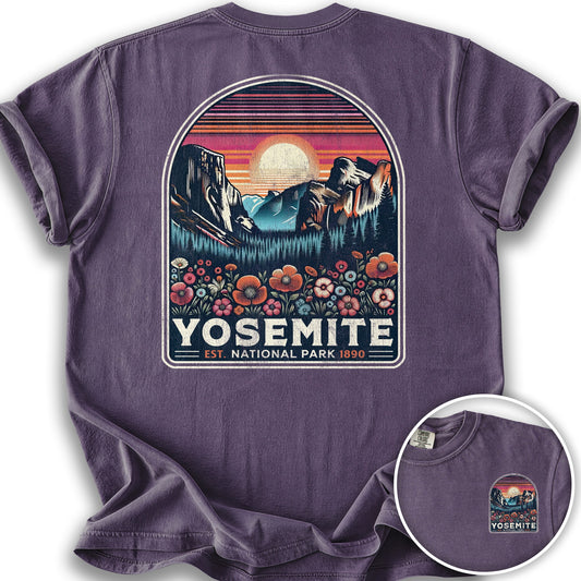 Yosemite "Wildflower" Front/Back Print T-Shirt - Grape