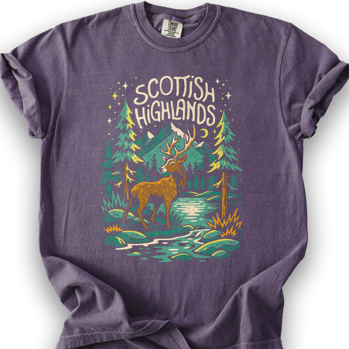 Scottish Highlands "Midnight Stag" T-Shirt - Grape