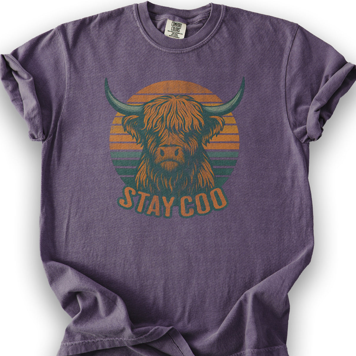 Highland Cow "Stay Coo" T-Shirt - Grape
