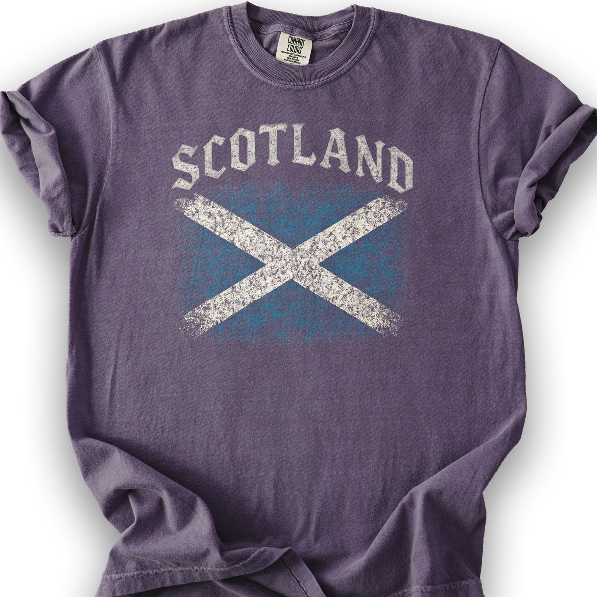 Scotland Distressed Vintage Flag T-Shirt - Grape
