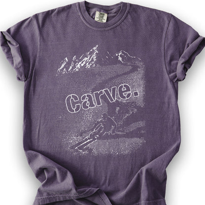 Carve Ski Print T-shirt - Grape