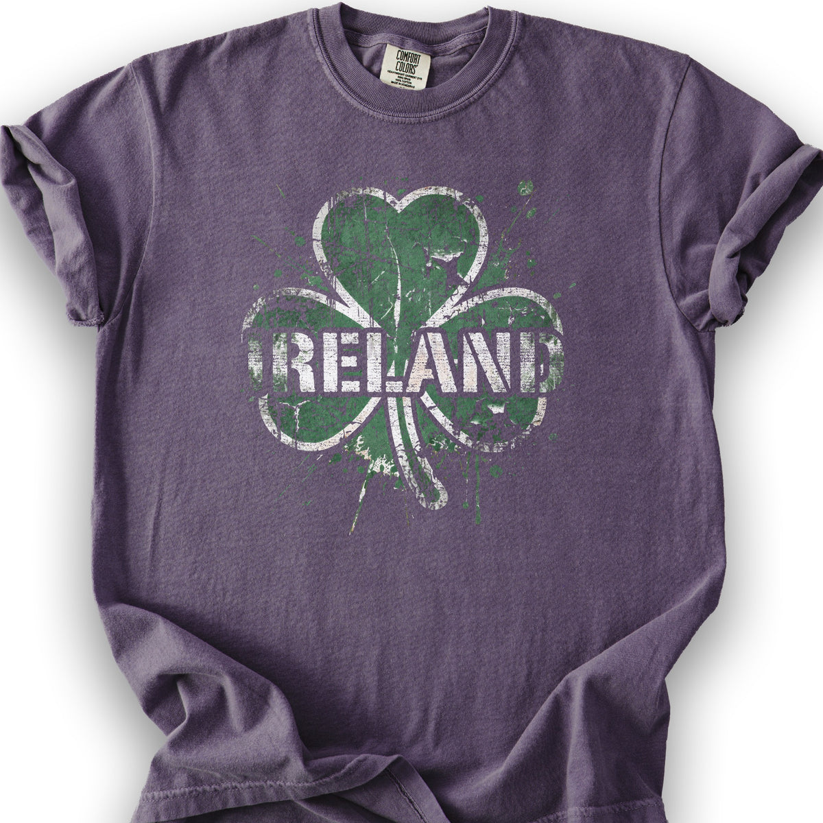 Ireland Shamrock Grunge T-shirt - Grape