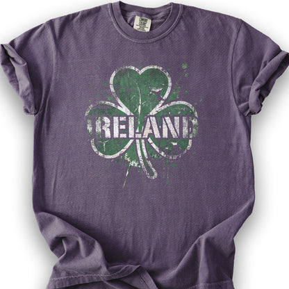 Ireland Shamrock Grunge T-shirt - Grape