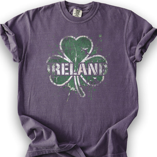 Ireland Shamrock Grunge T-shirt - Grape