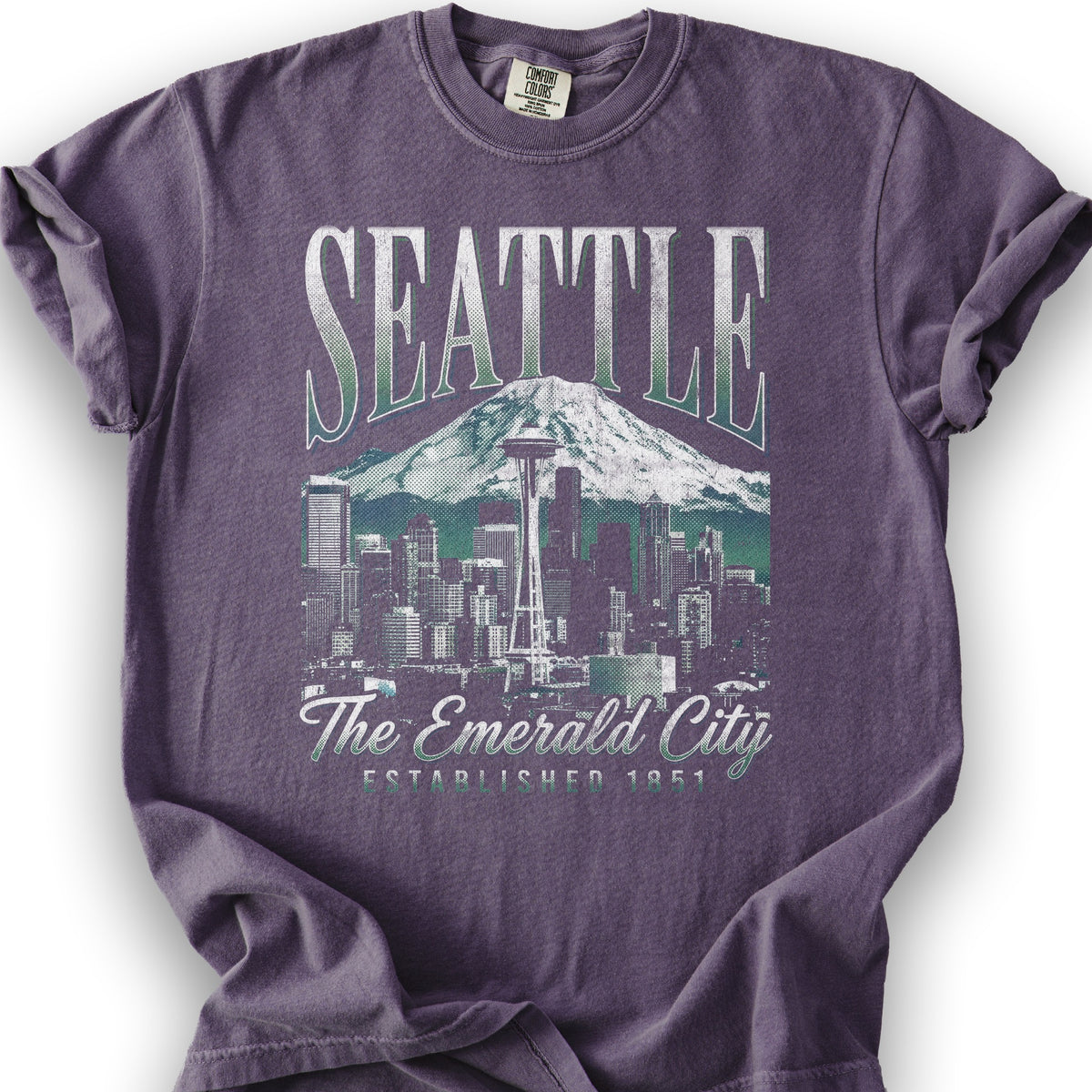 Seattle 90's Halftone T-Shirt - Grape