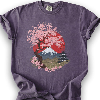 Mount Fuji Cherry Blossoms T-Shirt - Grape