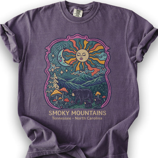 Smoky Mountains Groovy Bears T-Shirt - Grape