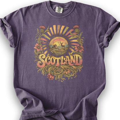 Scotland Retro Burst T-Shirt - Grape