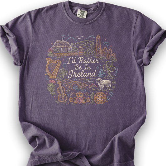 I'd Rather Be In Ireland T-Shirt - Grape