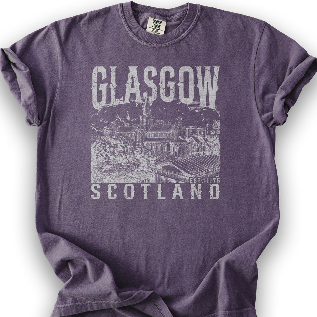 Glasgow Scotland Sketch T-Shirt - Grape