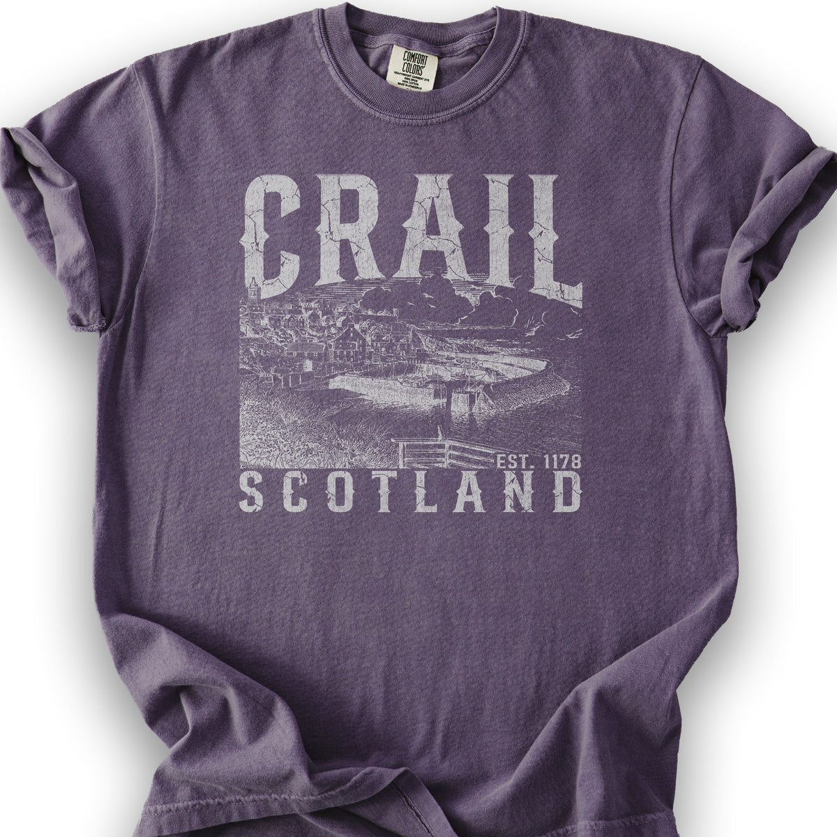Crail Scotland Sketch T-Shirt - Grape