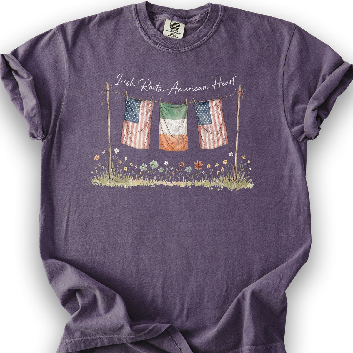 Irish Roots American Heart T-Shirt - Grape