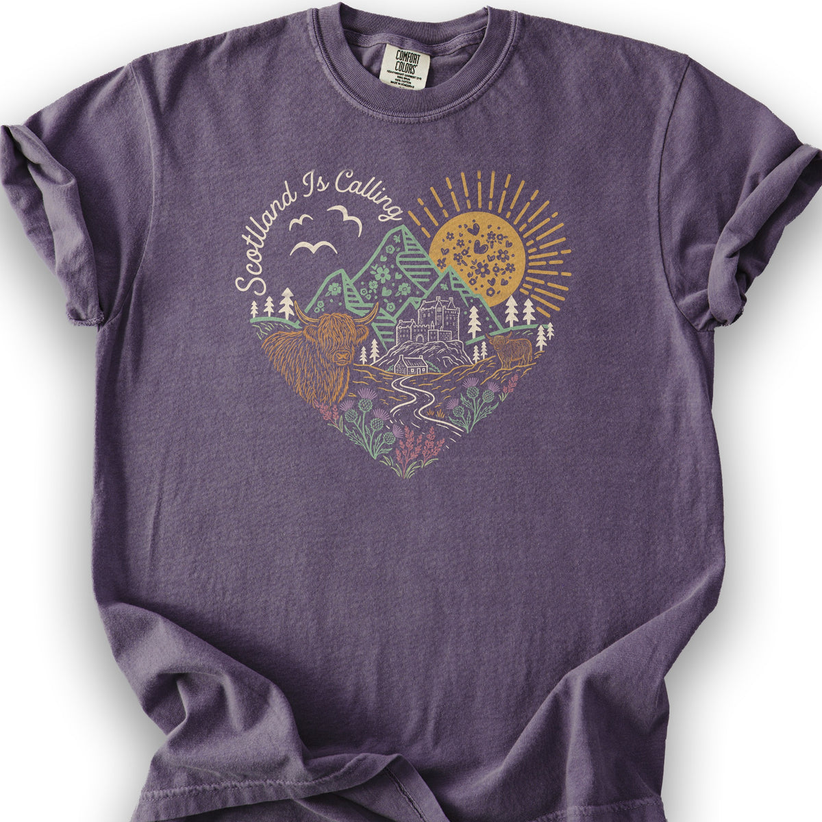 Scotland Is Calling Heart T-Shirt - Grape