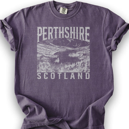 Perthsire Scotland Sketch T-Shirt - Grape