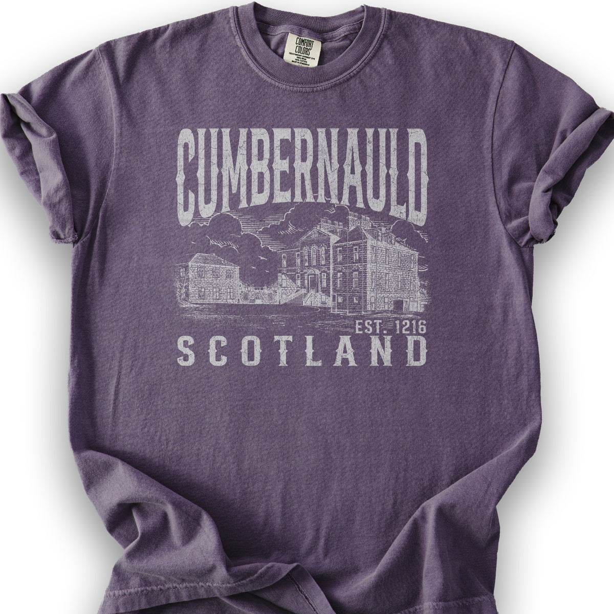 Cumbernauld Scotland Sketch T-Shirt - Grape