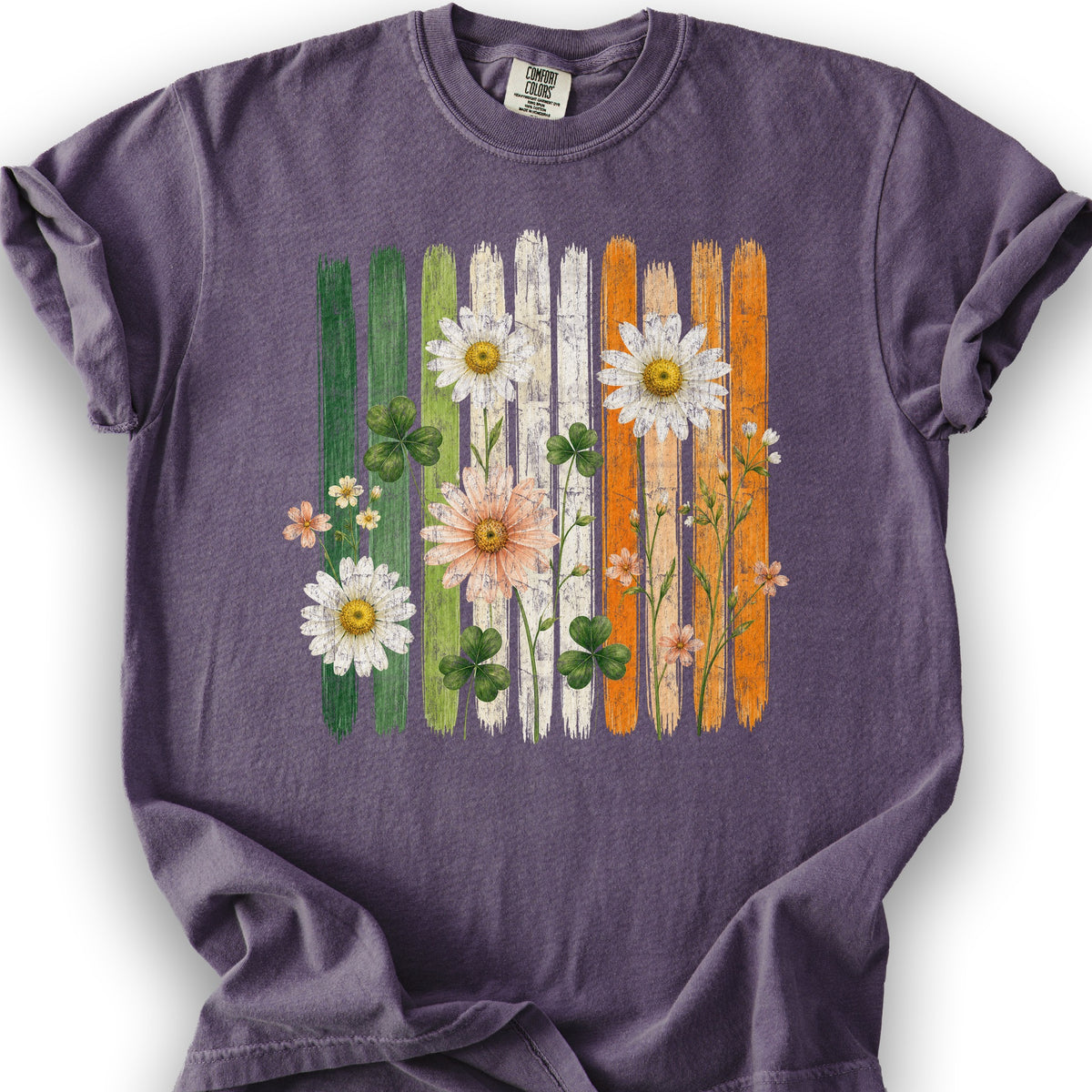 Irish Flower Stripes T-Shirt - Grape