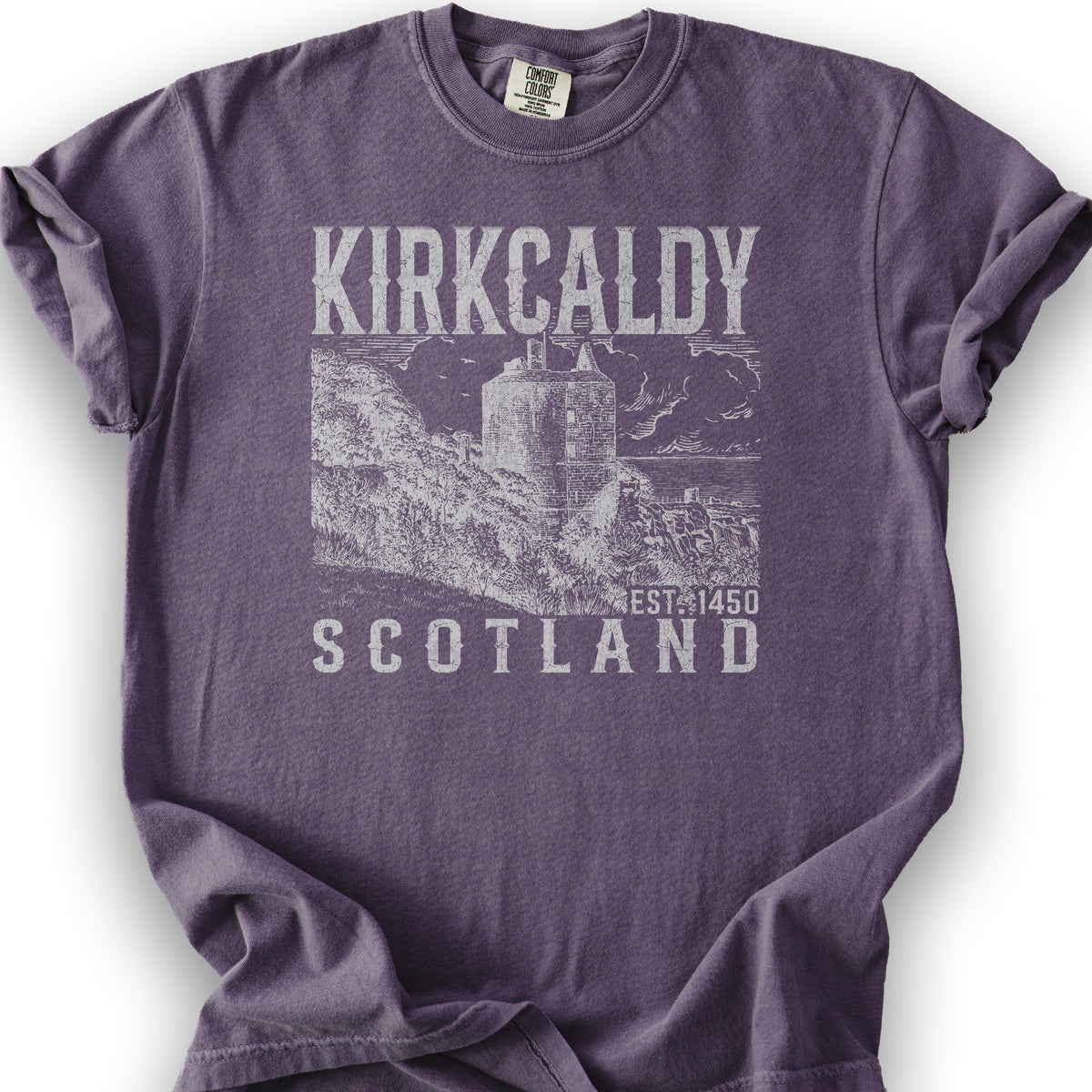 Kirkcaldy Scotland Sketch T-Shirt - Grape