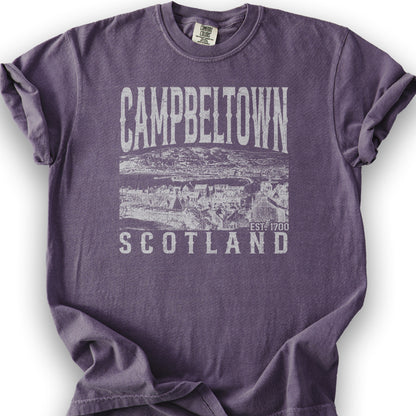 Campbeltown Scotland Sketch T-Shirt - Grape